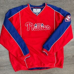 VTG Philadelphia Phillies V-neck Pullover Jacket Mens XL Red Genuine Merchandise
